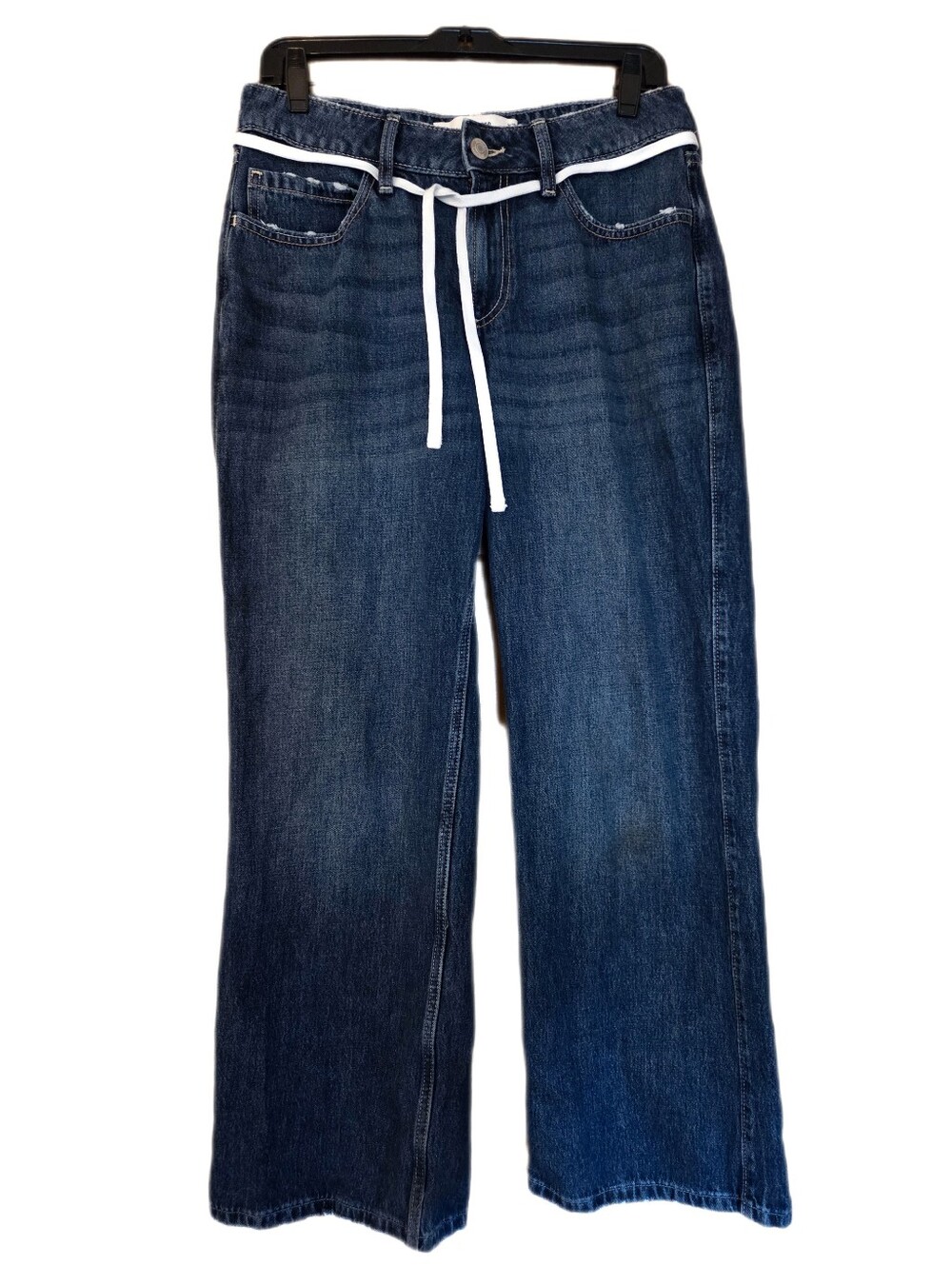 Hollister Denim Jeans Y2K 90's Curvy Midrise Baggy Cotton Drawstring Size 6 (S)